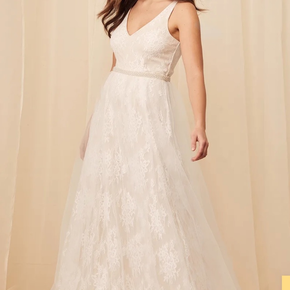 NWT Lulus Ivory Lace Beaded Maxi Dress